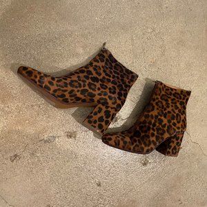 Madewell leather calfhair heeled bootie